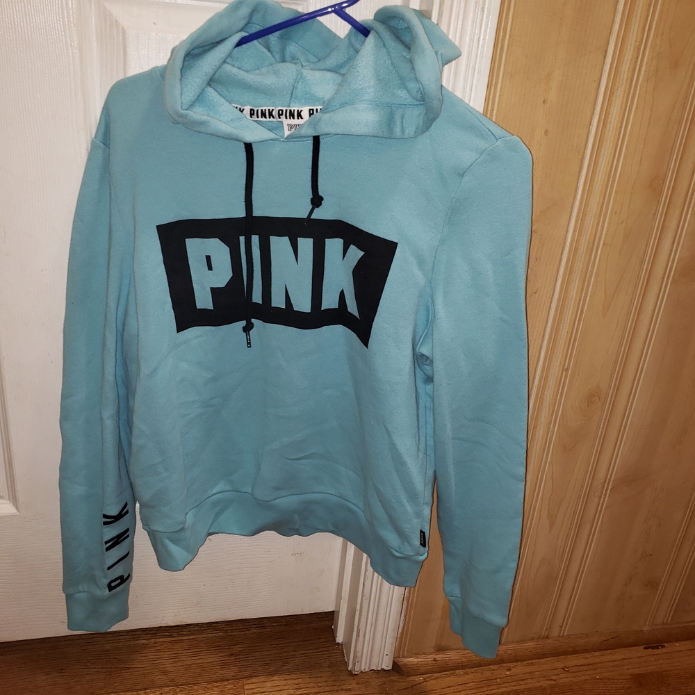 PINK Victoria's Secret Women's Blue Hoodie Sweater